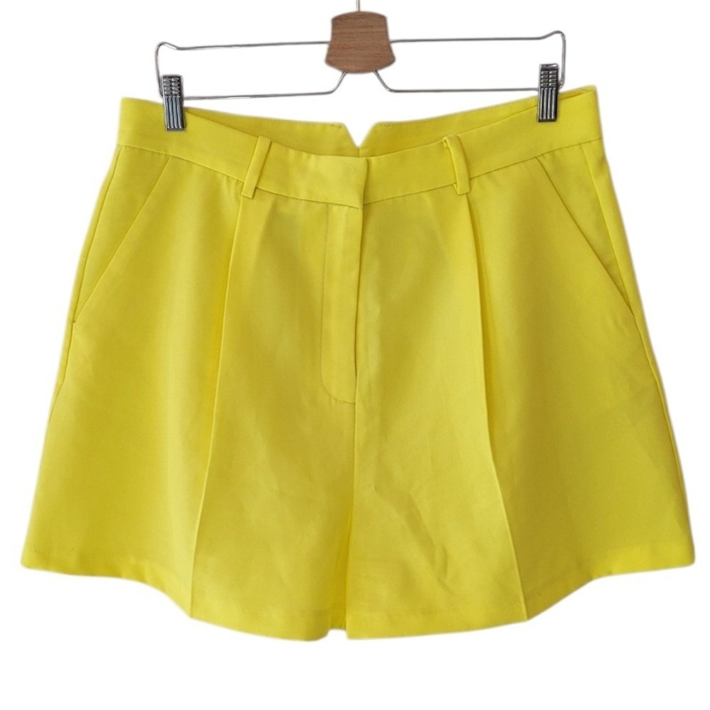 ASOS Design US 12 Yellow High Waisted Tailored Wide Leg Shorts Women